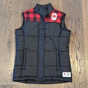 Hudson's Bay Company Team Canada Olympic black and red plaid quilted vest